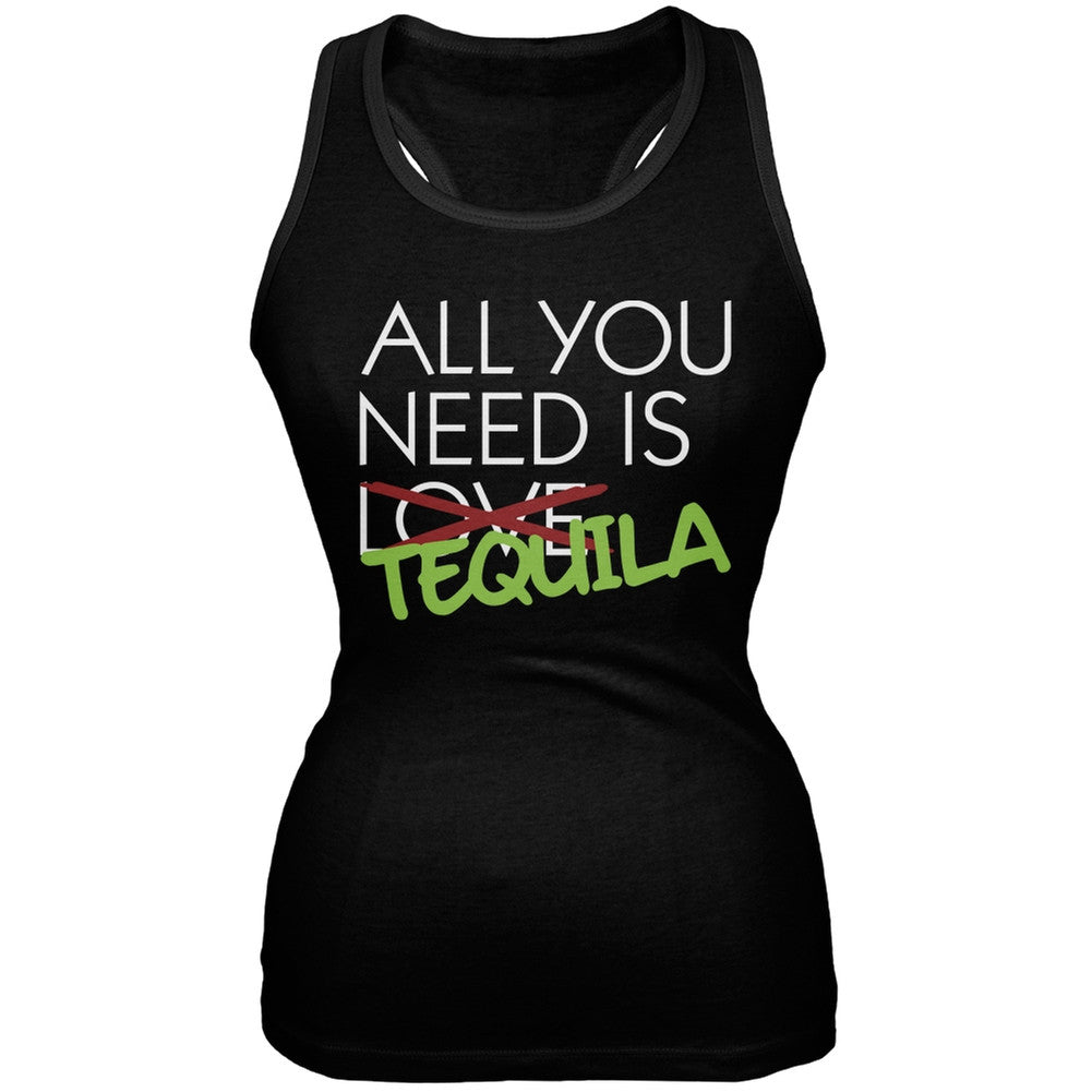 All You Need is Tequila, Not Love Black Juniors Soft Tank Top Juniors Tank Tops Old Glory 2XL Black