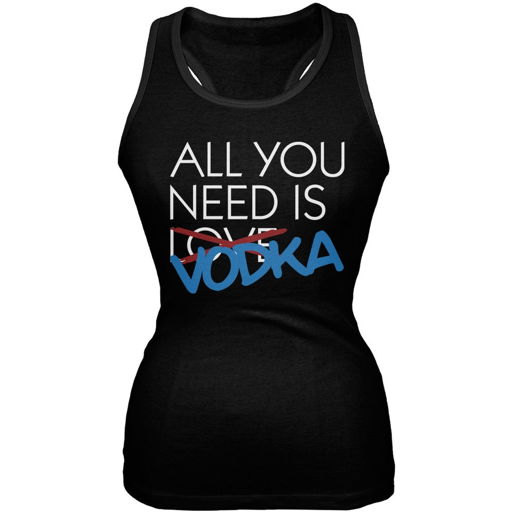 Valentine's Day - All You Need is Vodka Black Juniors Soft Tank Top Juniors Tank Tops Old Glory 2XL Black