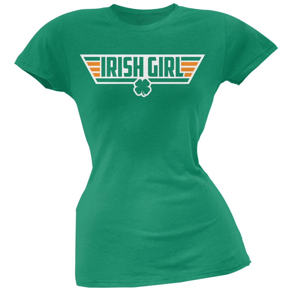 St. Patricks Day - Irish Girl Wing Man Green Juniors T-Shirt Juniors T-Shirts Old Glory