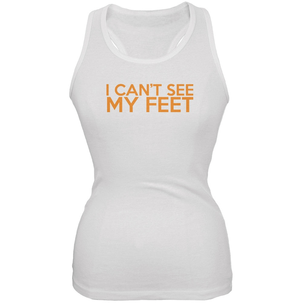 I Can't See My Feet White Juniors Soft Tank Top Juniors Tank Tops Old Glory 2XL White