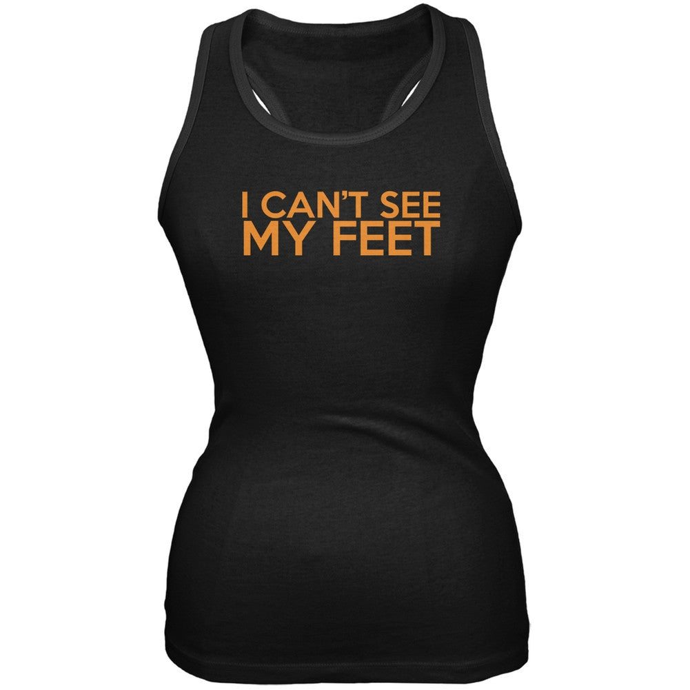 I Can't See My Feet Black Juniors Soft Tank Top Juniors Tank Tops Old Glory 2XL Black