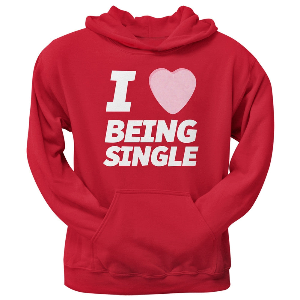 I Love Being Single Candy Heart Red Adult Pullover Hoodie Men's Hoodies Old Glory
