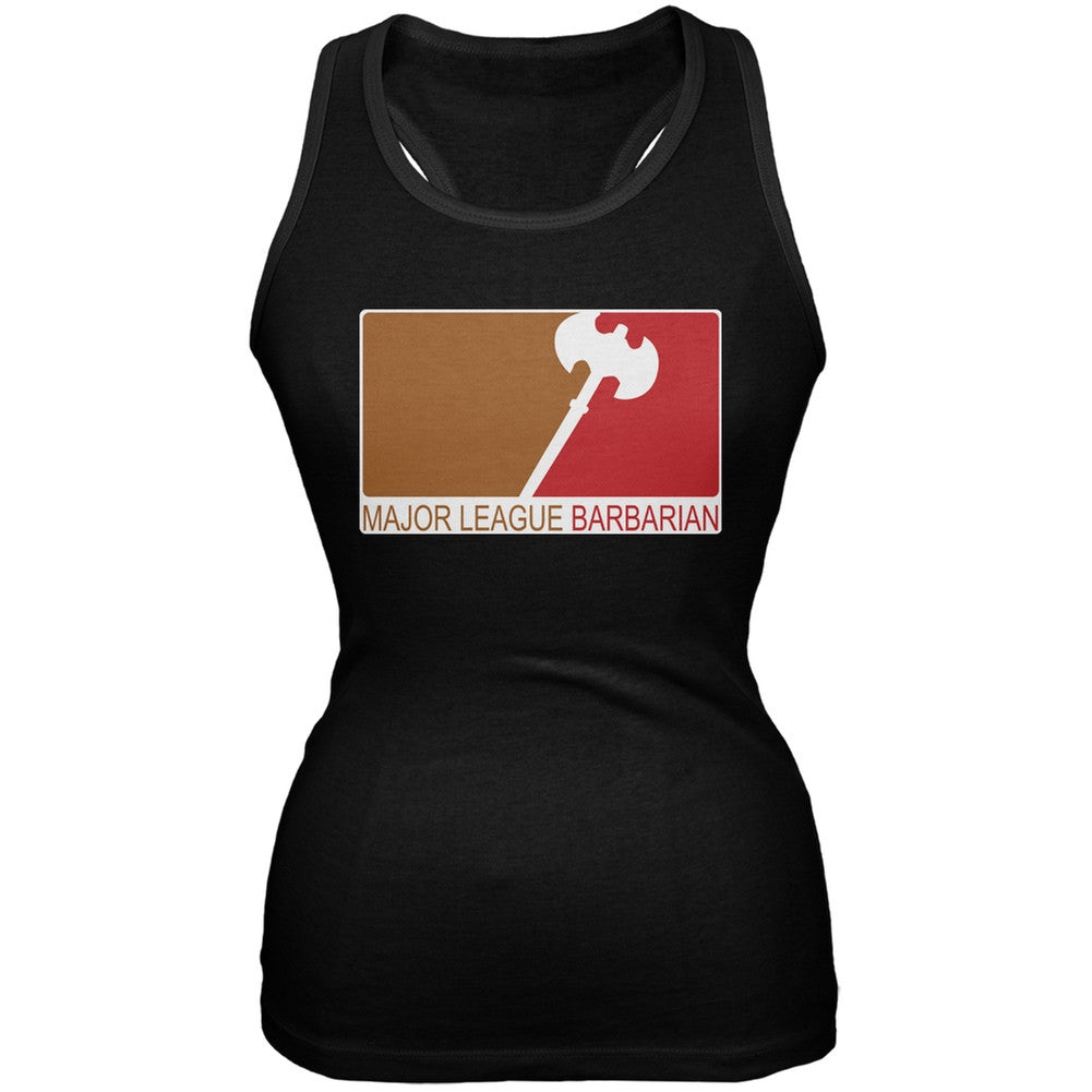 Major League Barbarian Black Juniors Soft Tank Top Juniors Tank Tops Old Glory SM Black