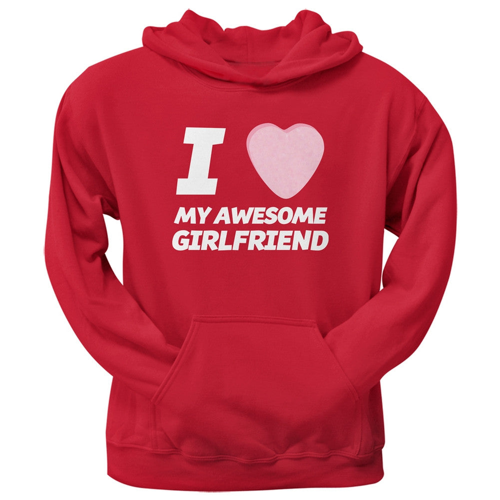 I Love My Awesome Girlfriend Candy Heart Red Pullover Hoodie Men's Hoodies Old Glory