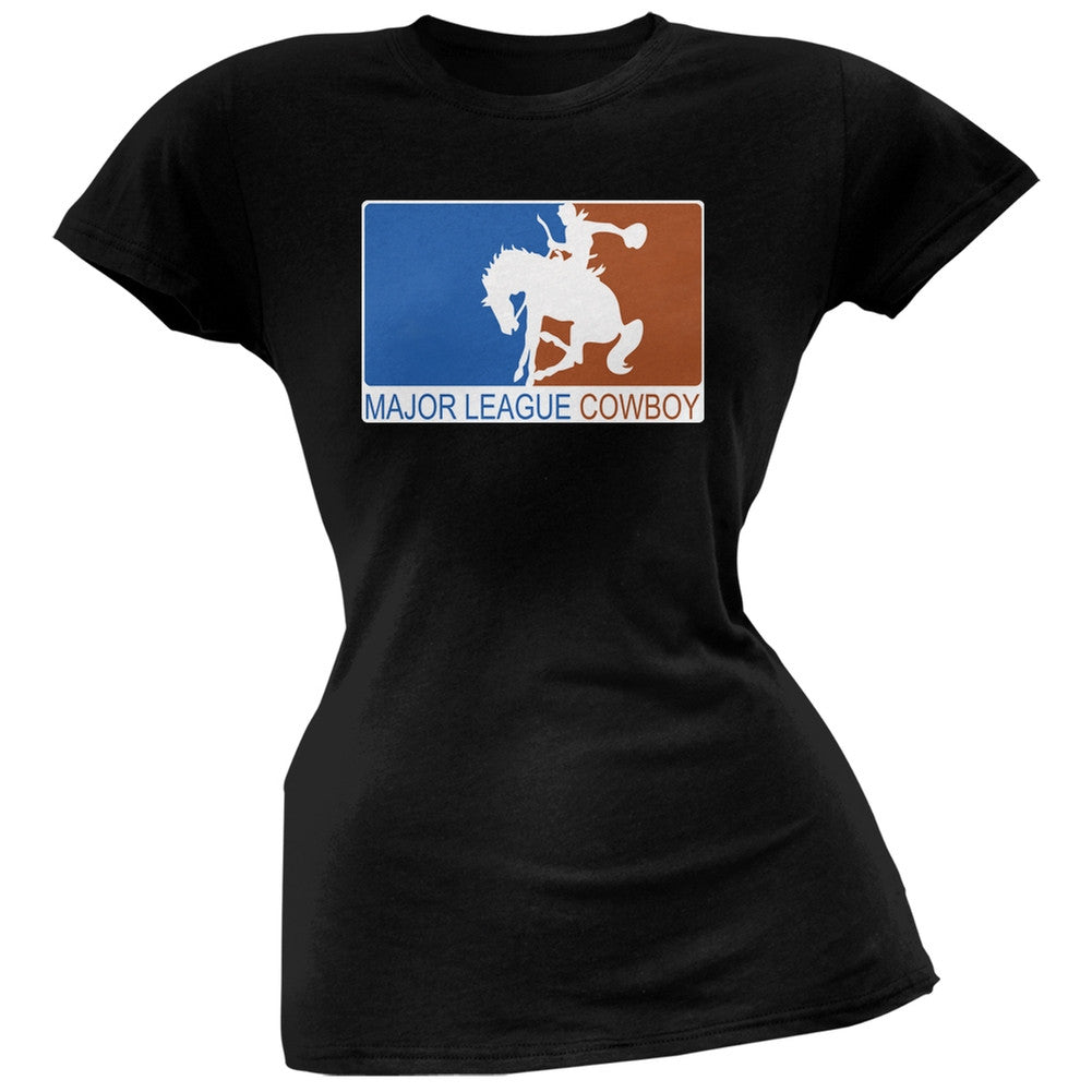 Major League Cowboy Black Juniors Soft T-Shirt Juniors T-Shirts Old Glory
