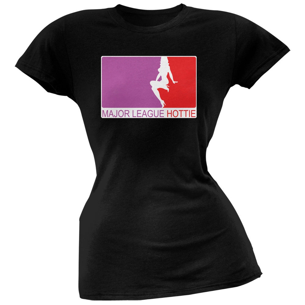 Major League Hottie Black Juniors Soft T-Shirt Juniors T-Shirts Old Glory