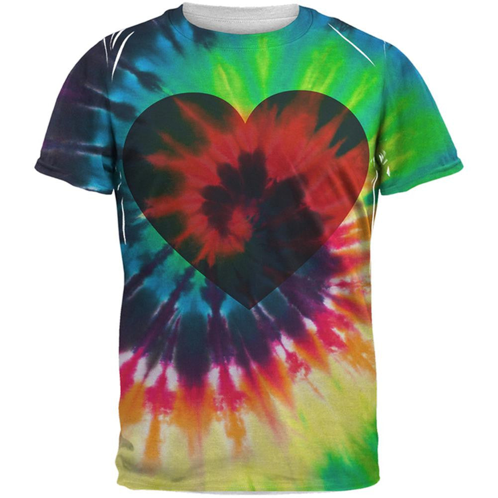 Valentine's Day Heart Tie Dye All Over Adult T-Shirt Men's T-Shirts Old Glory SM Multi