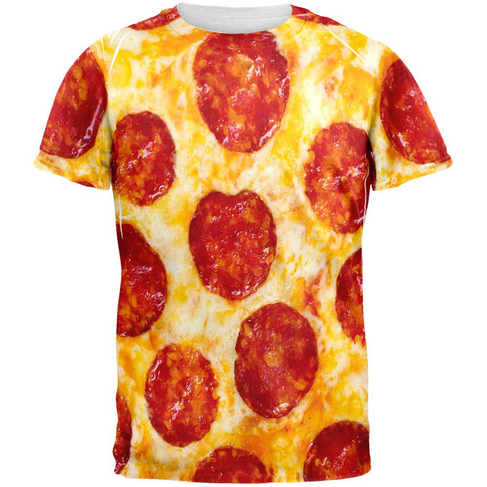 Pepperoni Pizza Costume All Over Adult T-Shirt Men's T-Shirts Old Glory 2XL Multi