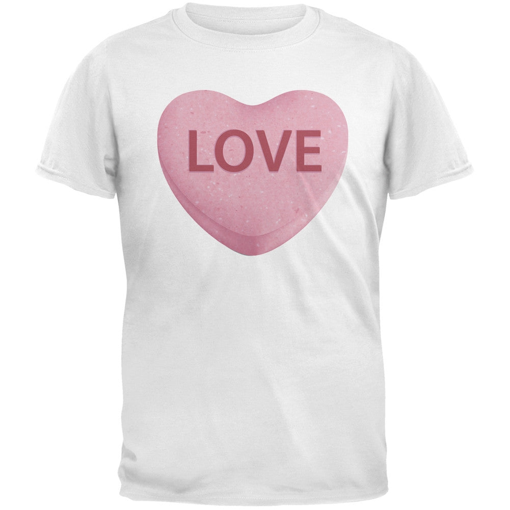 Valentine's Day Pink Love Candy Heart Black Adult T-Shirt Men's T-Shirts Old Glory