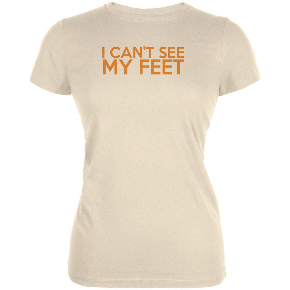 I Can't See My Feet Cream Juniors Soft T-Shirt Juniors T-Shirts Old Glory 2XL Off-White