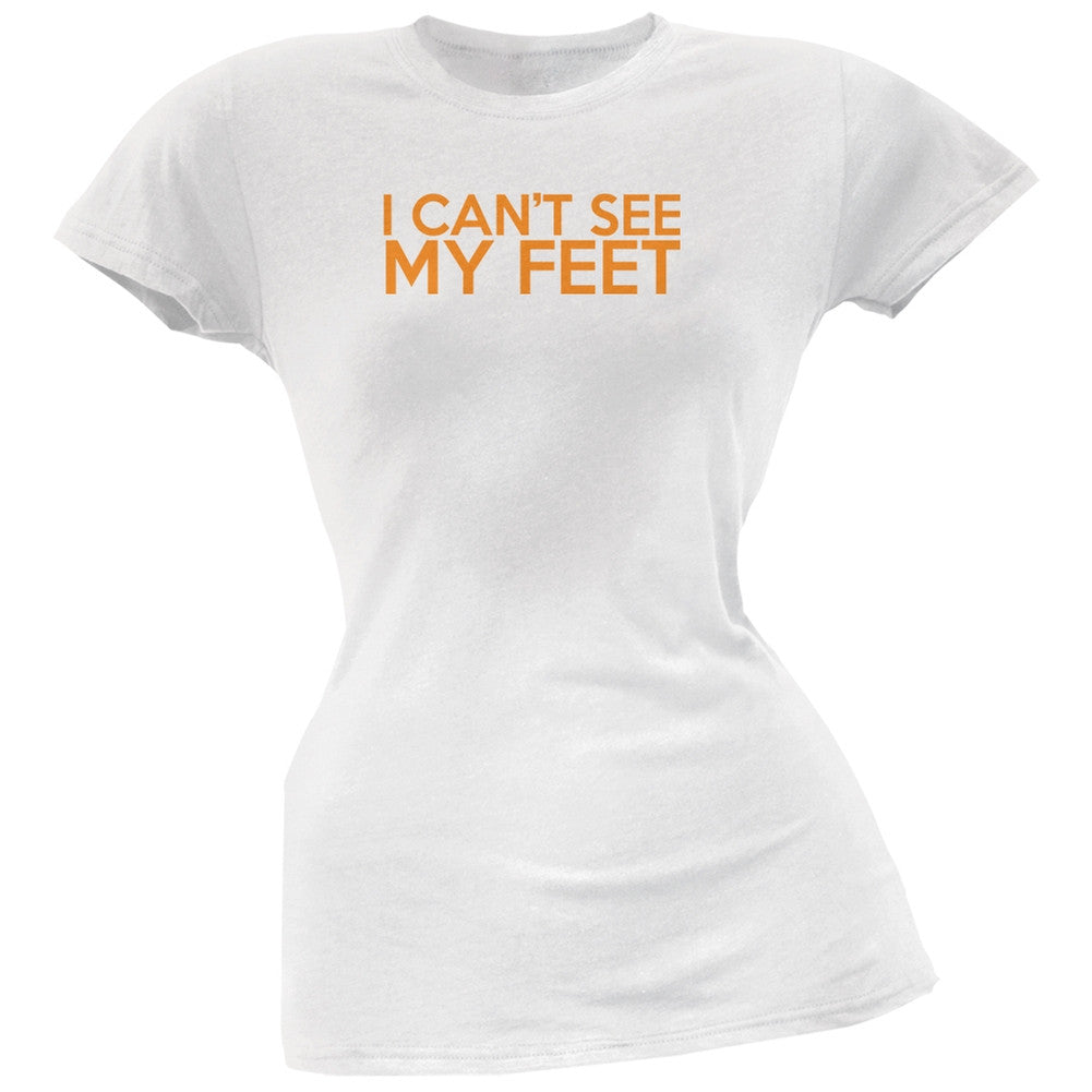 I Can't See My Feet White Juniors Soft T-Shirt Juniors T-Shirts Old Glory 2XL White