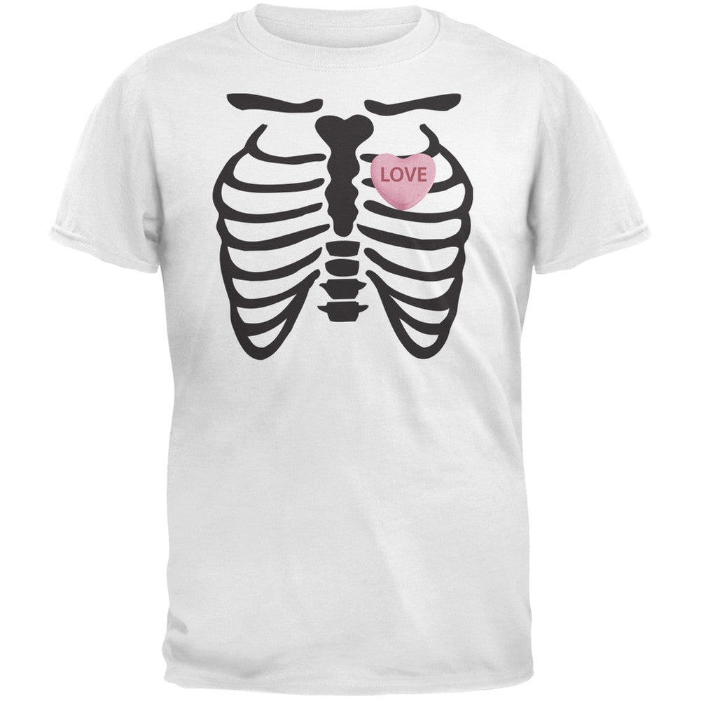 Skeleton Love Candy Heart White Adult T-Shirt Men's T-Shirts Old Glory 2XL White