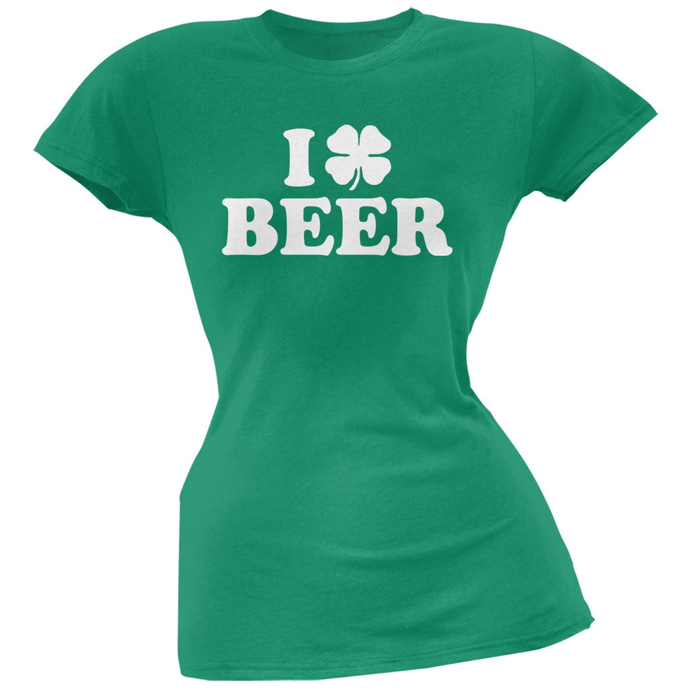 St. Patricks Day - I Shamrock Love Beer Irish Green Juniors Soft T-Shirt Juniors T-Shirts Old Glory 2XL Green