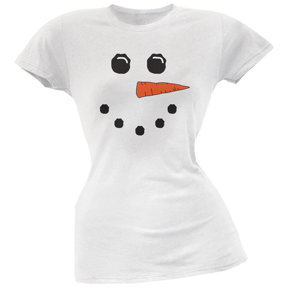 Snowman White Soft Juniors T-Shirt Juniors T-Shirts Old Glory