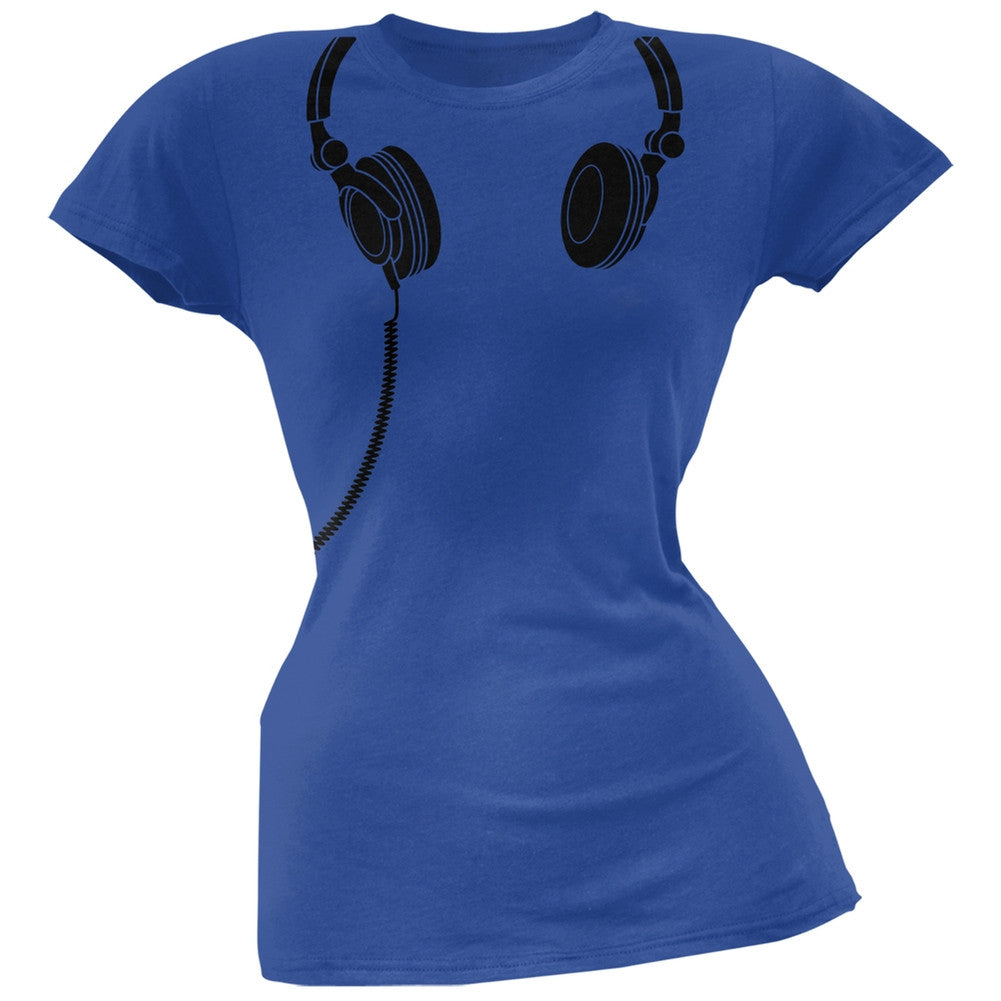 Headphones Blue Soft Juniors T-Shirt Juniors T-Shirts Old Glory