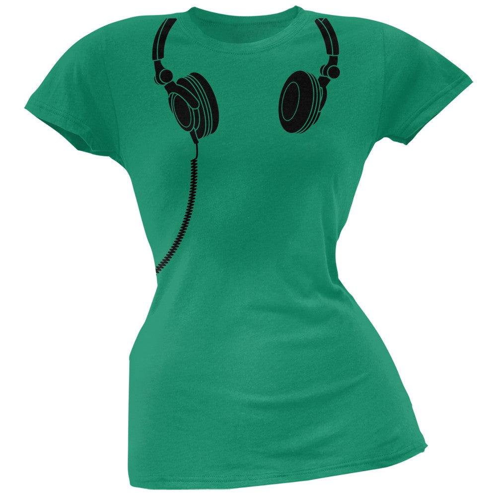 Headphones Blue Soft Juniors T-Shirt Juniors T-Shirts Old Glory