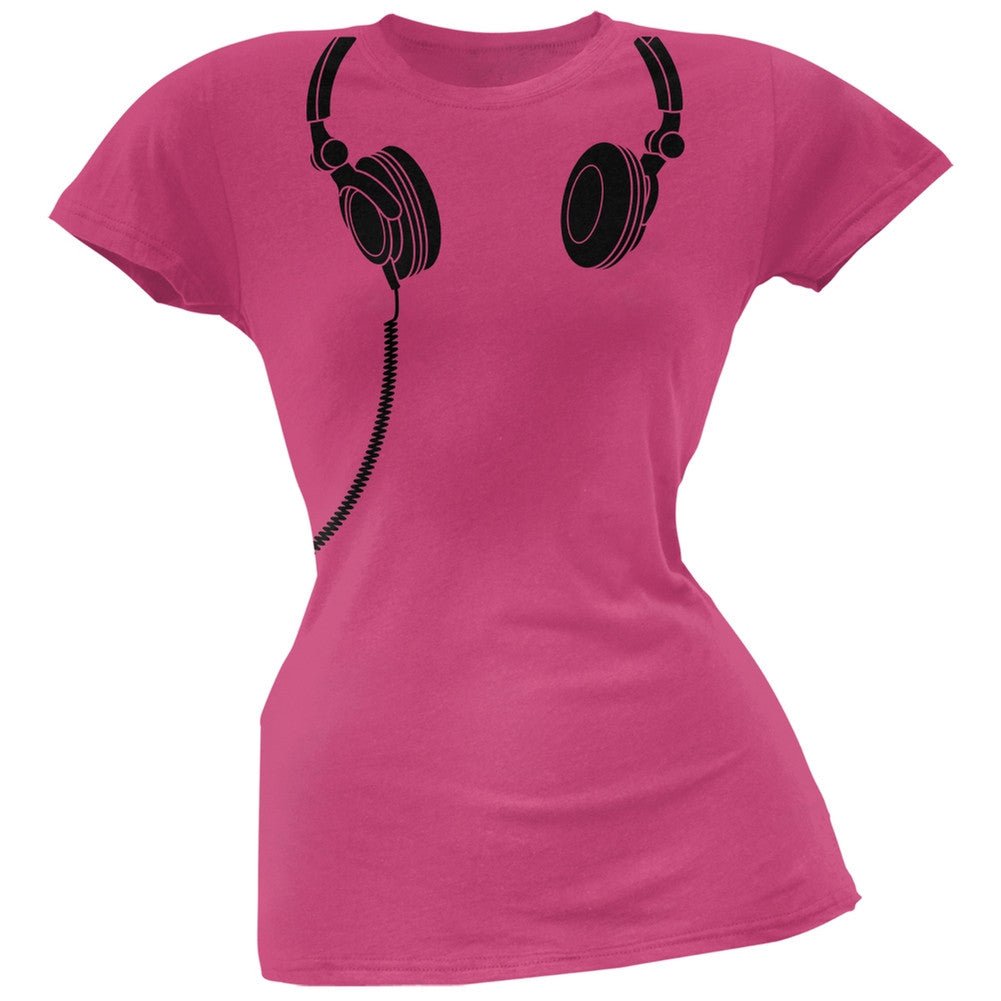 Headphones Blue Soft Juniors T-Shirt Juniors T-Shirts Old Glory