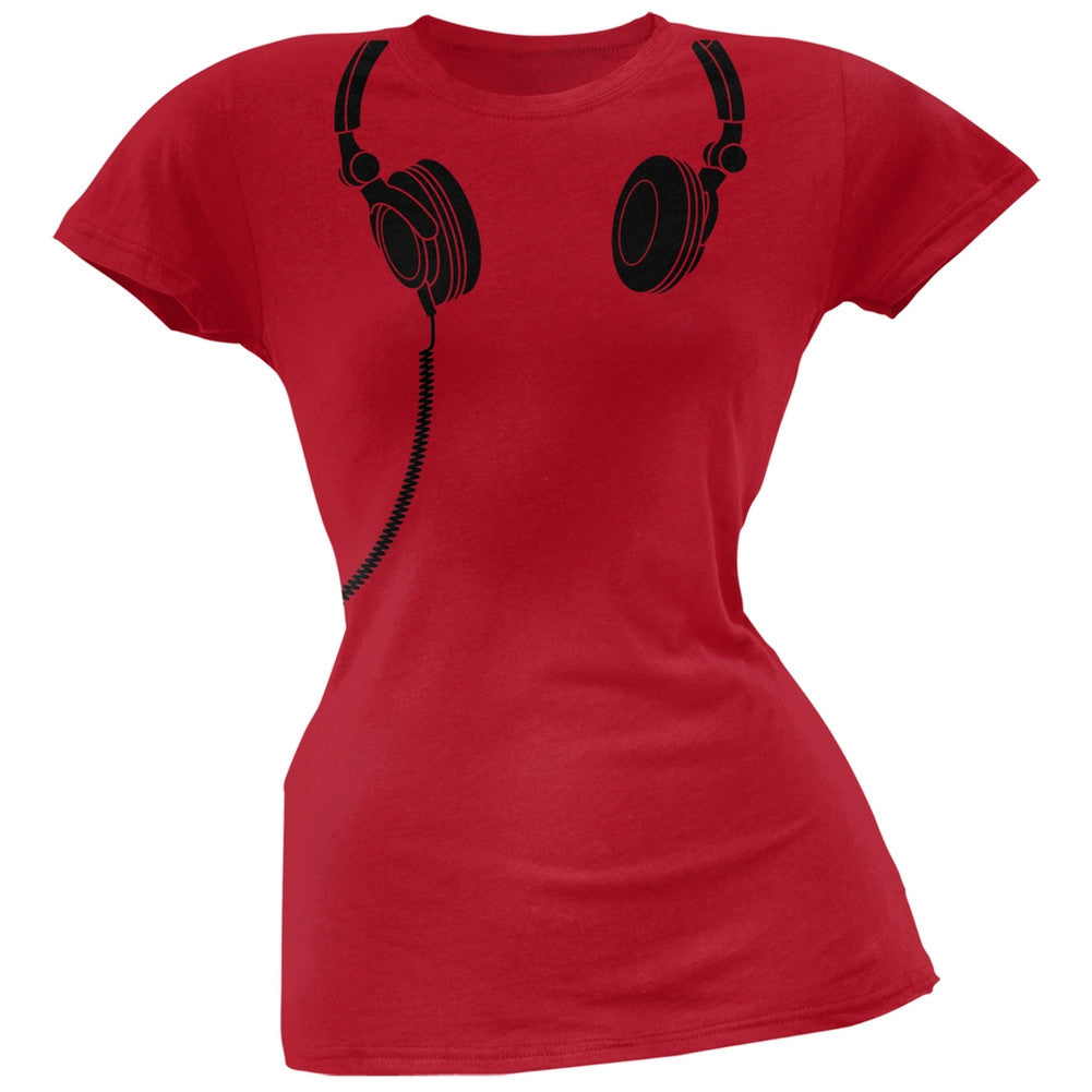 Headphones Blue Soft Juniors T-Shirt Juniors T-Shirts Old Glory