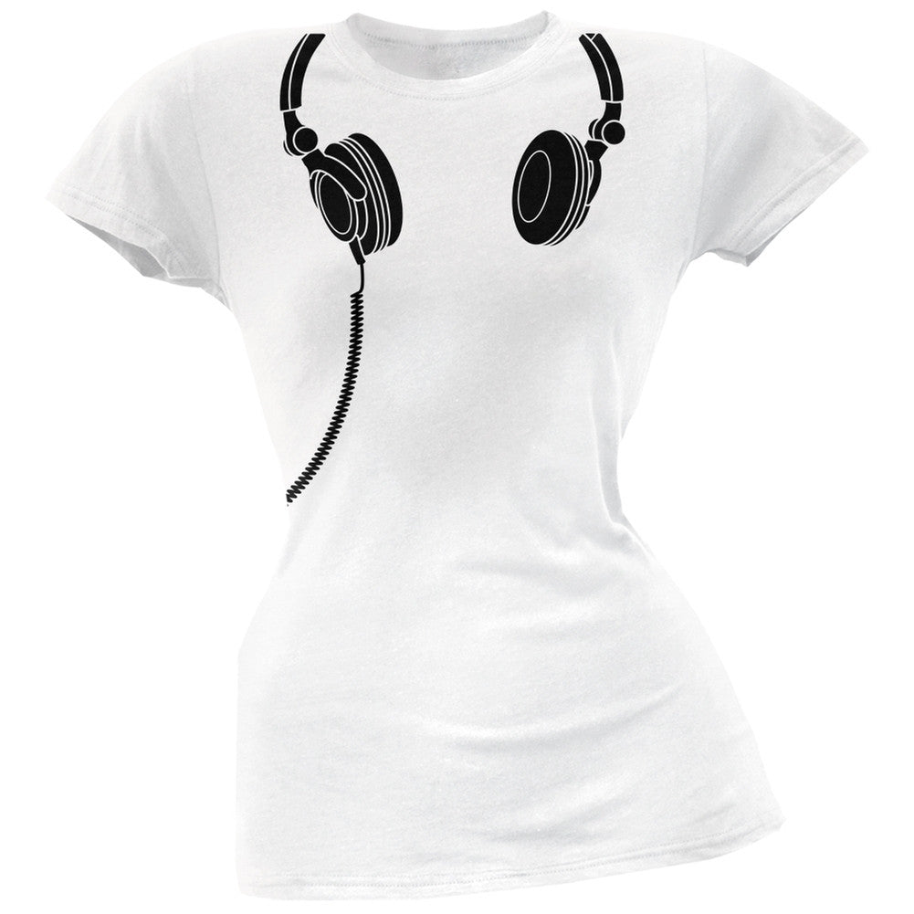 Headphones Blue Soft Juniors T-Shirt Juniors T-Shirts Old Glory