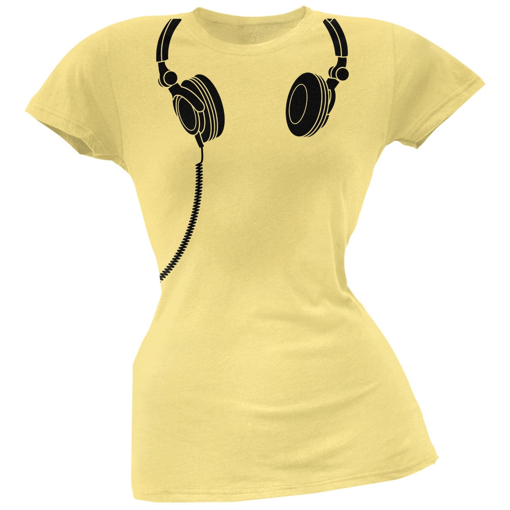 Headphones Blue Soft Juniors T-Shirt Juniors T-Shirts Old Glory