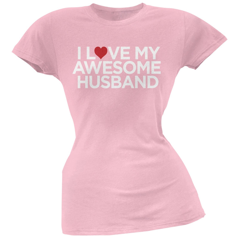 I Love My Awesome Husband Pink Soft Juniors T-Shirt Juniors T-Shirts Old Glory