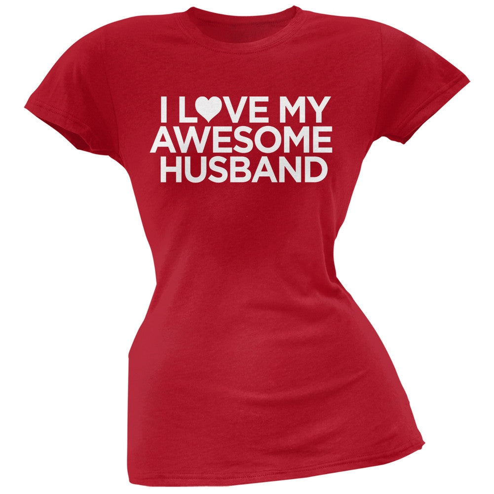 I Love My Awesome Husband Pink Soft Juniors T-Shirt Juniors T-Shirts Old Glory