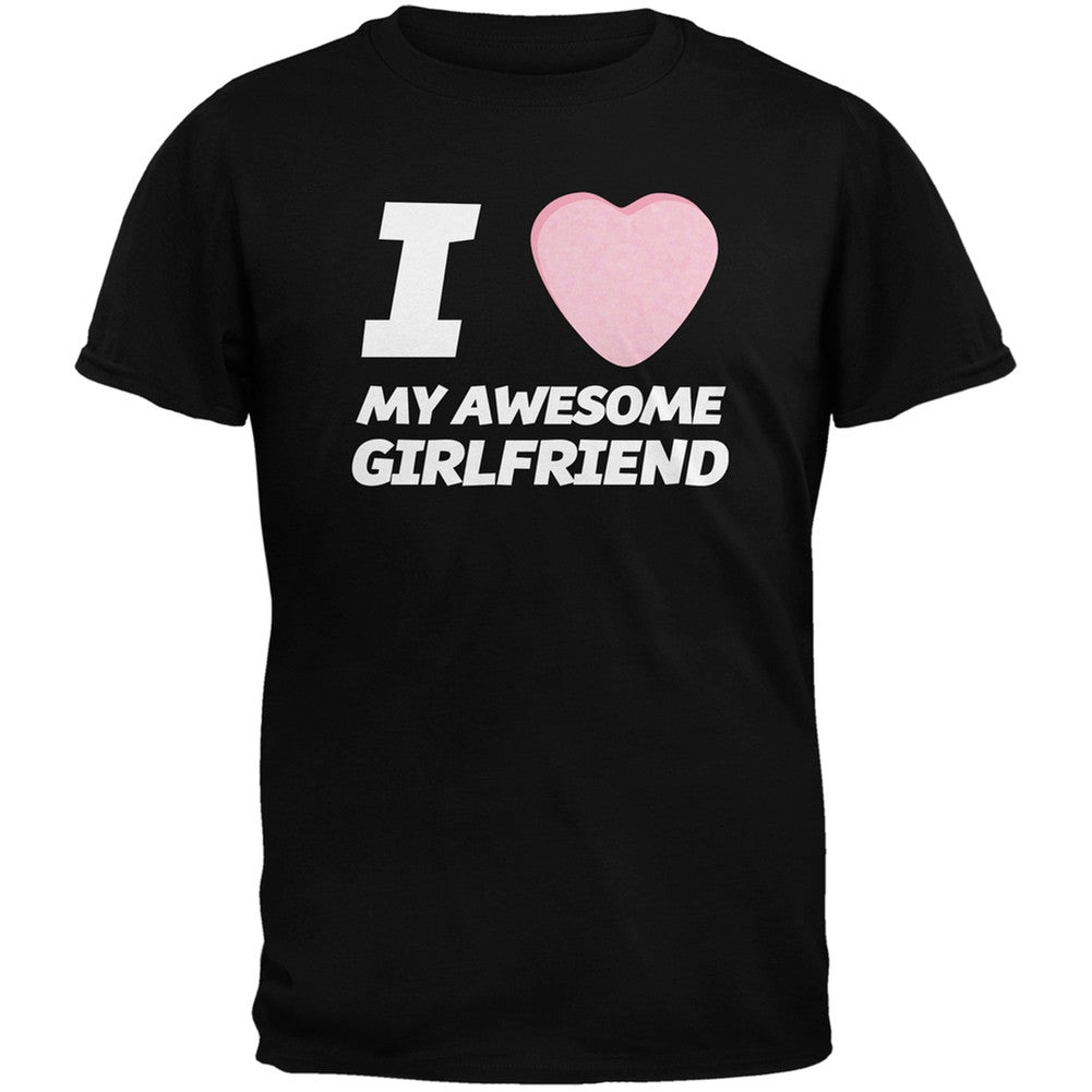 I Love My Awesome Girlfriend Candy Heart Black Adult T-Shirt Men's T-Shirts Old Glory