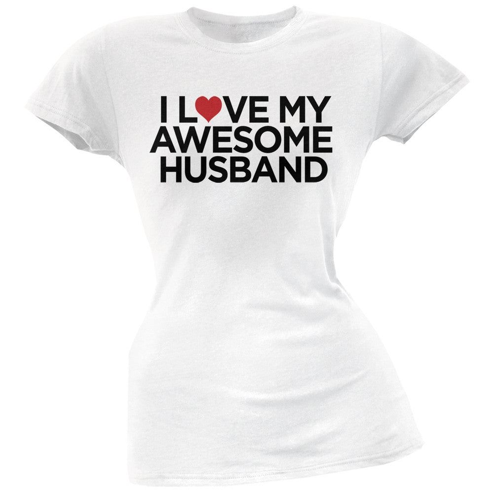 I Love My Awesome Husband Pink Soft Juniors T-Shirt Juniors T-Shirts Old Glory