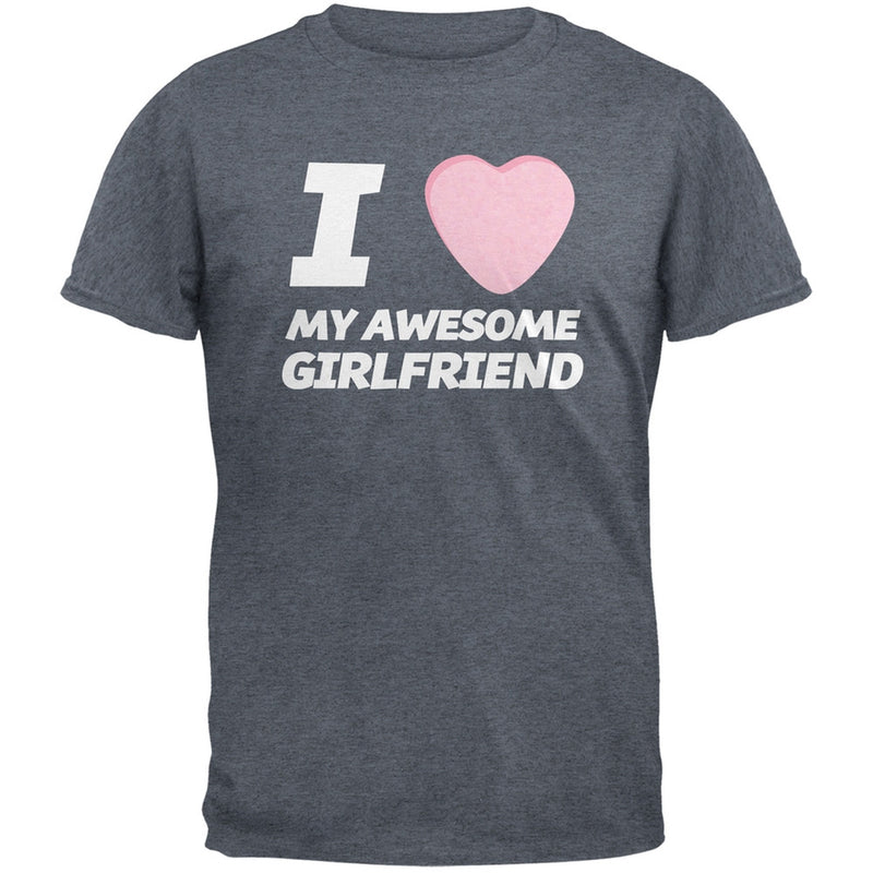 I Love My Awesome Girlfriend Candy Heart Black Adult T-Shirt Men's T-Shirts Old Glory