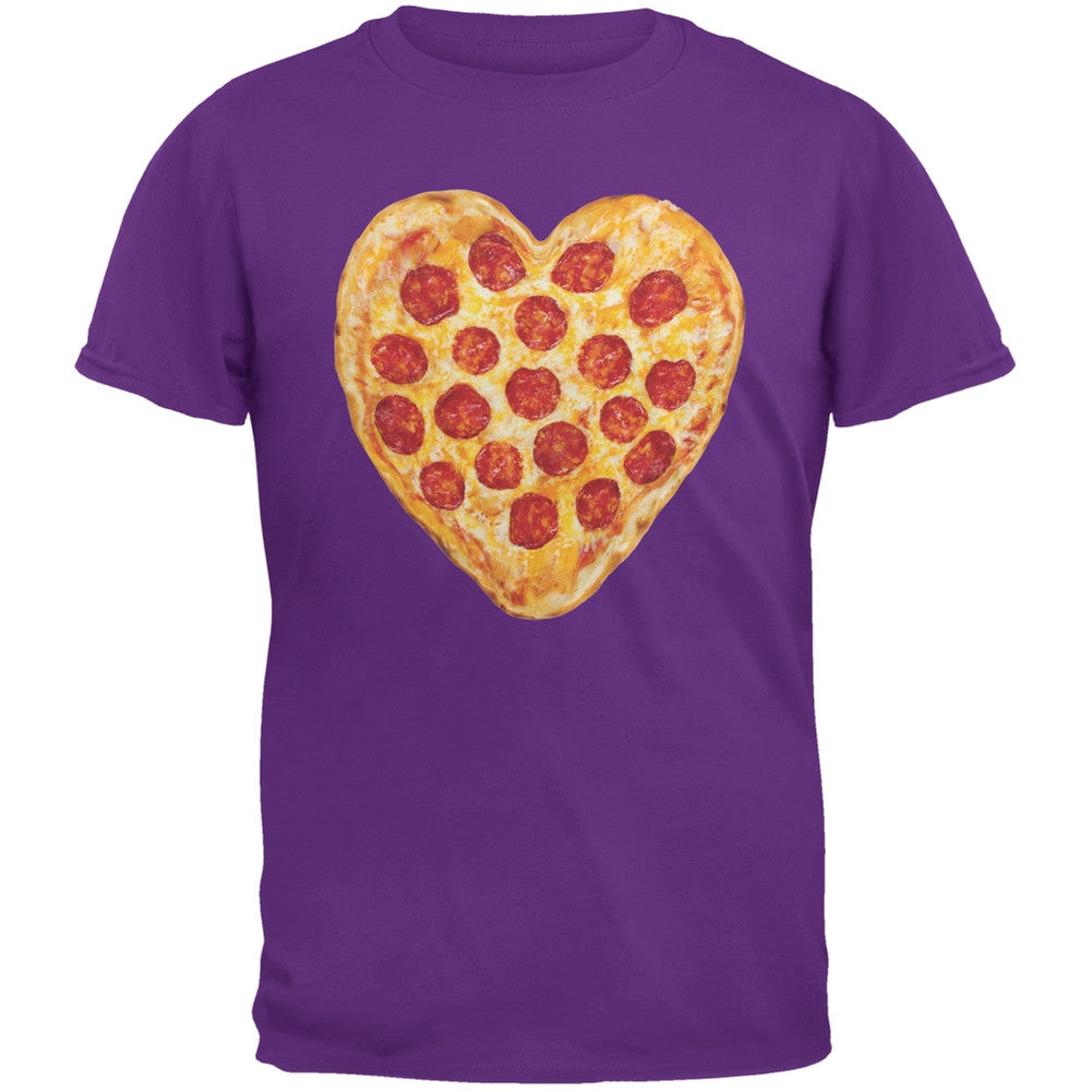Pepperoni Pizza Heart Purple Adult T-Shirt Men's T-Shirts Old Glory 2XL Purple