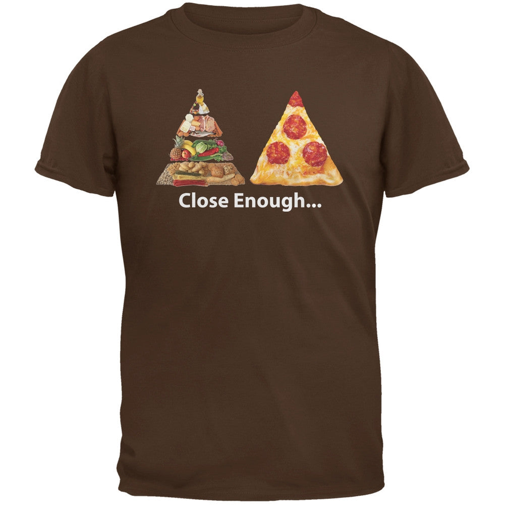 Close Enough Food Pyramid And Pizza Brown Adult T-Shirt Men's T-Shirts Old Glory 2XL Brown