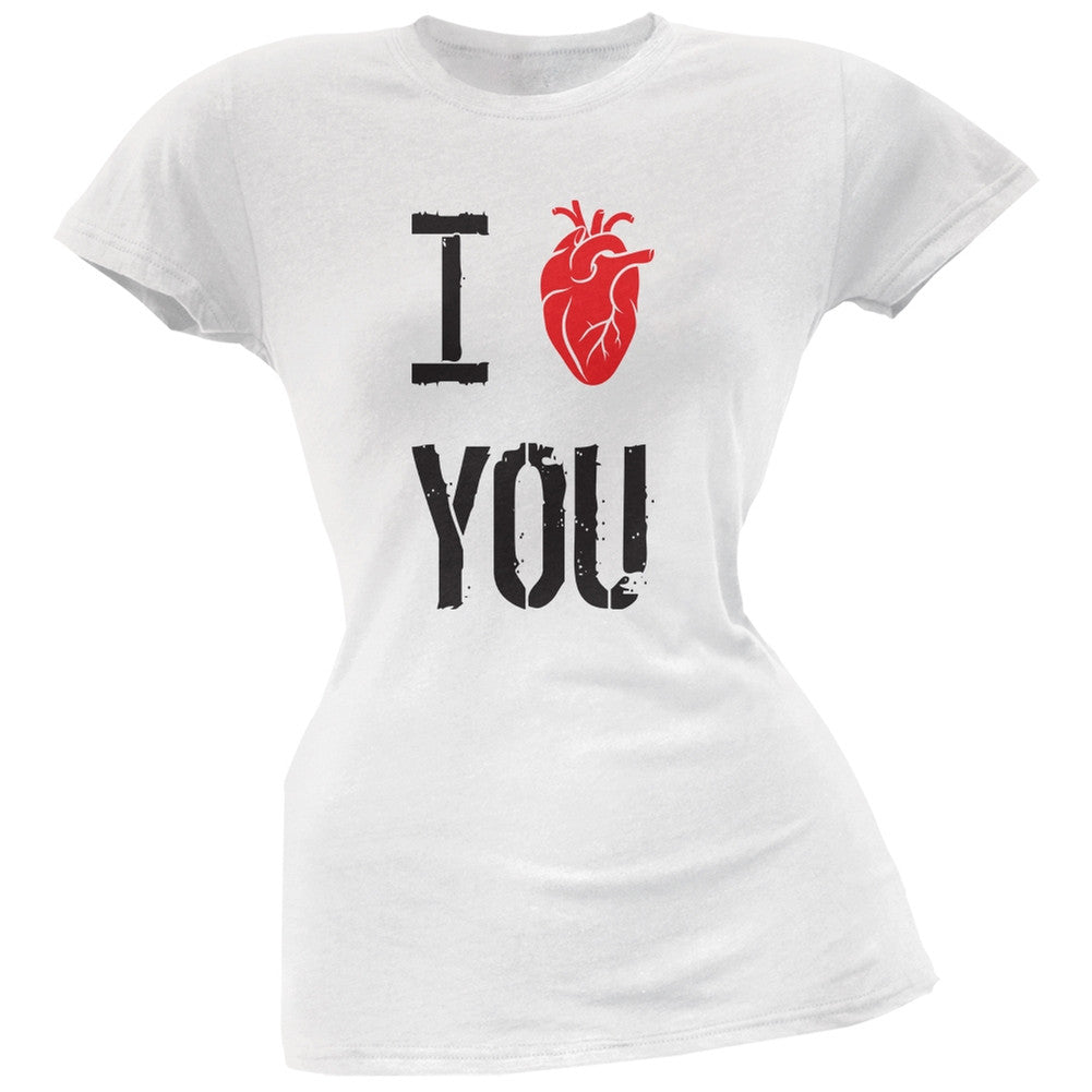 I Human Heart You White Soft Juniors T-Shirt Juniors T-Shirts Old Glory 2XL White