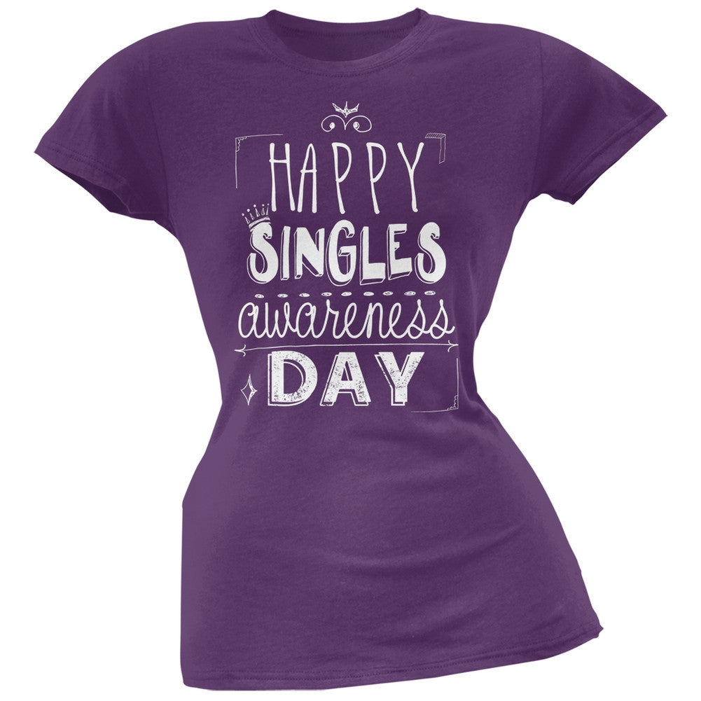 Happy Singles Awareness Day Black Soft Juniors T-Shirt Juniors T-Shirts Old Glory