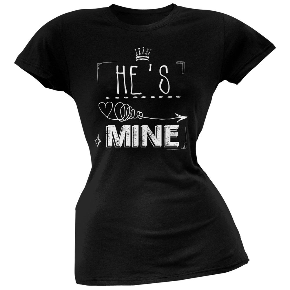 He's Mine Arrow Black Soft Juniors T-Shirt Juniors T-Shirts Old Glory