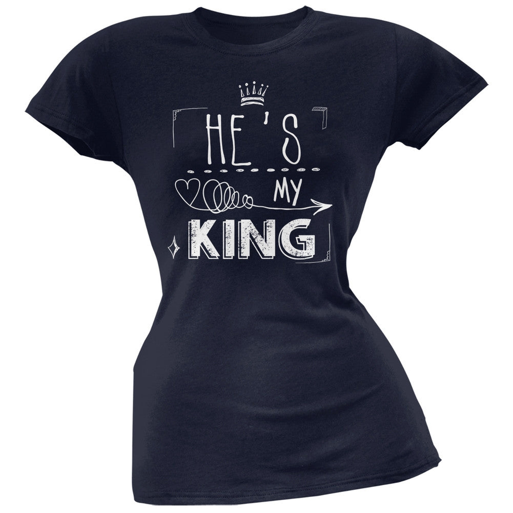He's My King Navy Soft Juniors T-Shirt Juniors T-Shirts Old Glory