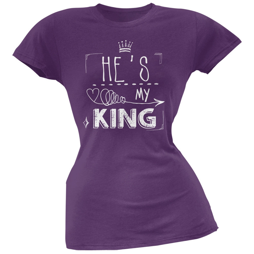 He's My King Navy Soft Juniors T-Shirt Juniors T-Shirts Old Glory