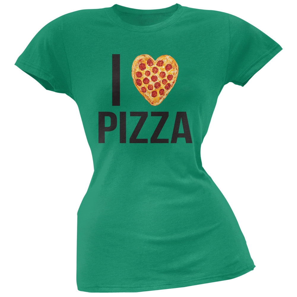 I Heart Pepperoni Pizza Green Soft Juniors T-Shirt Juniors T-Shirts Old Glory 2XL Green