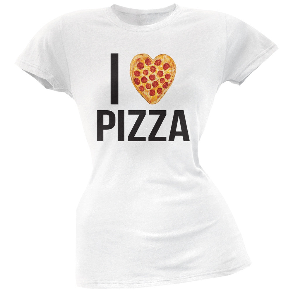 I Heart Pepperoni Pizza White Soft Juniors T-Shirt Juniors T-Shirts Old Glory 2XL White