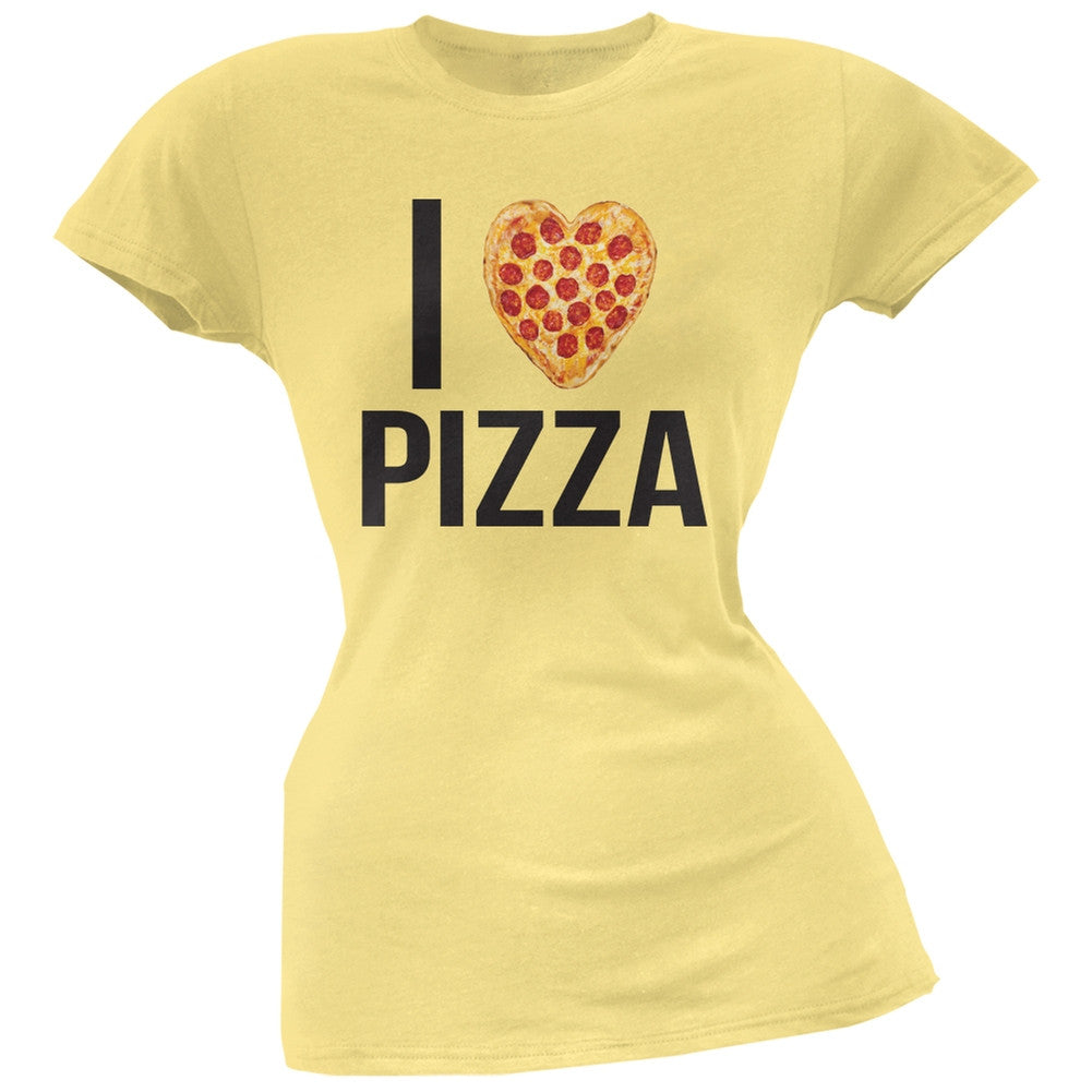 I Heart Pepperoni Pizza Yellow Soft Juniors T-Shirt Juniors T-Shirts Old Glory LG Yellow