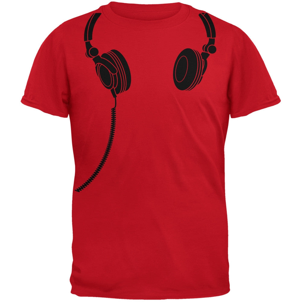 Headphones Red Adult T-Shirt Men's T-Shirts Old Glory 2XL Red