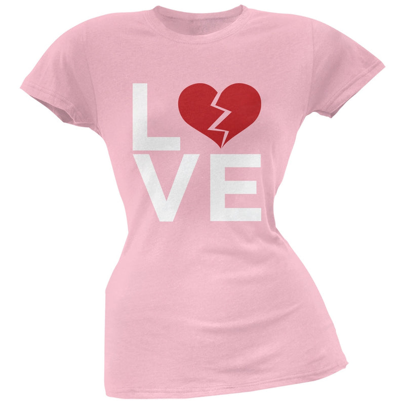 Love Broken Heart Black Soft Juniors T-Shirt Juniors T-Shirts Old Glory