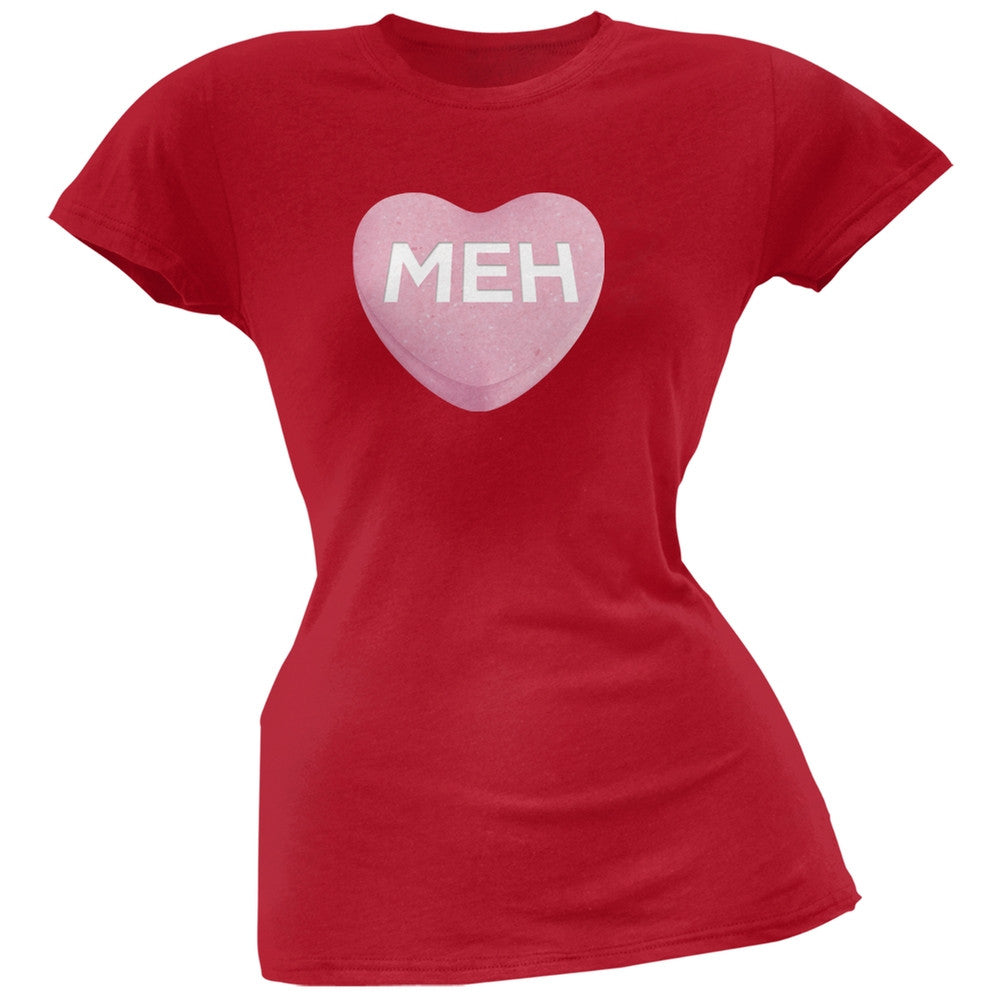 Meh Candy Heart Black Soft Juniors T-Shirt Juniors T-Shirts Old Glory