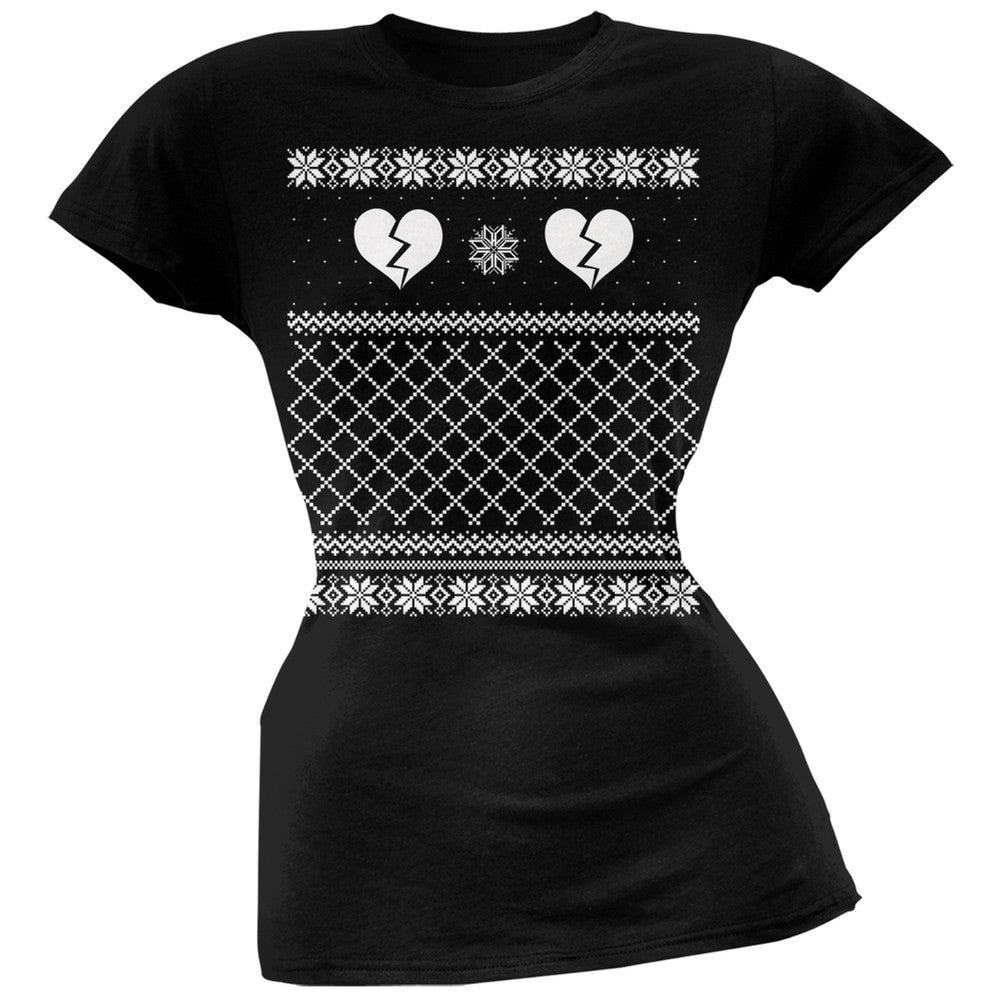Anti Love Ugly Sweater Black Soft Juniors T-Shirt Juniors T-Shirts Old Glory