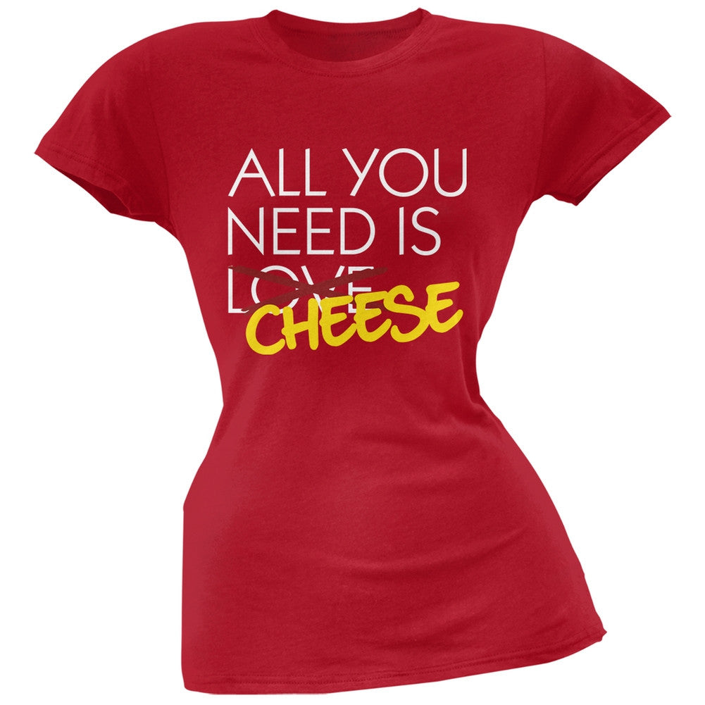 All You Need is Cheese, Not Love Black Soft Juniors T-Shirt Juniors T-Shirts Old Glory