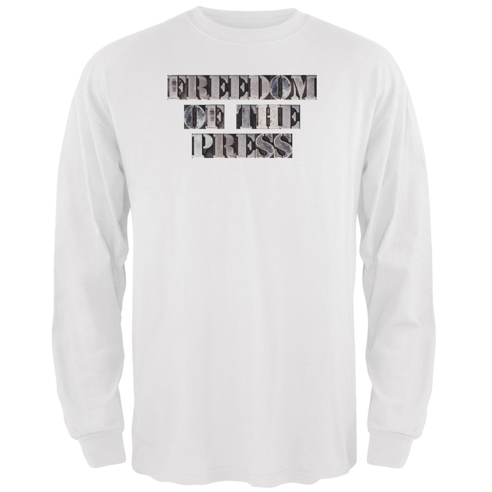 Freedom of the Press White Adult Long Sleeve T-Shirt Men's Long Sleeves Old Glory 2XL White