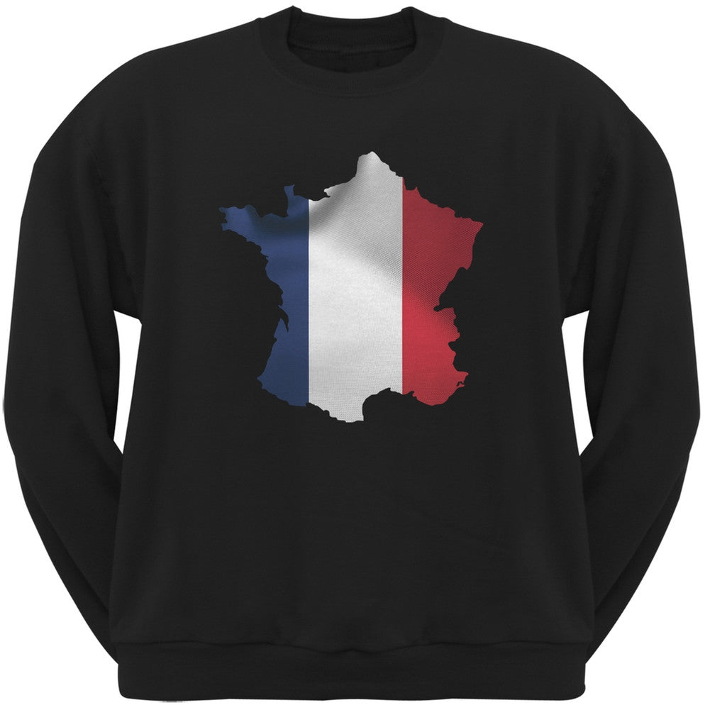 France Flag Black Adult Crewneck Sweatshirt Men's Sweatshirts Old Glory 2XL Black