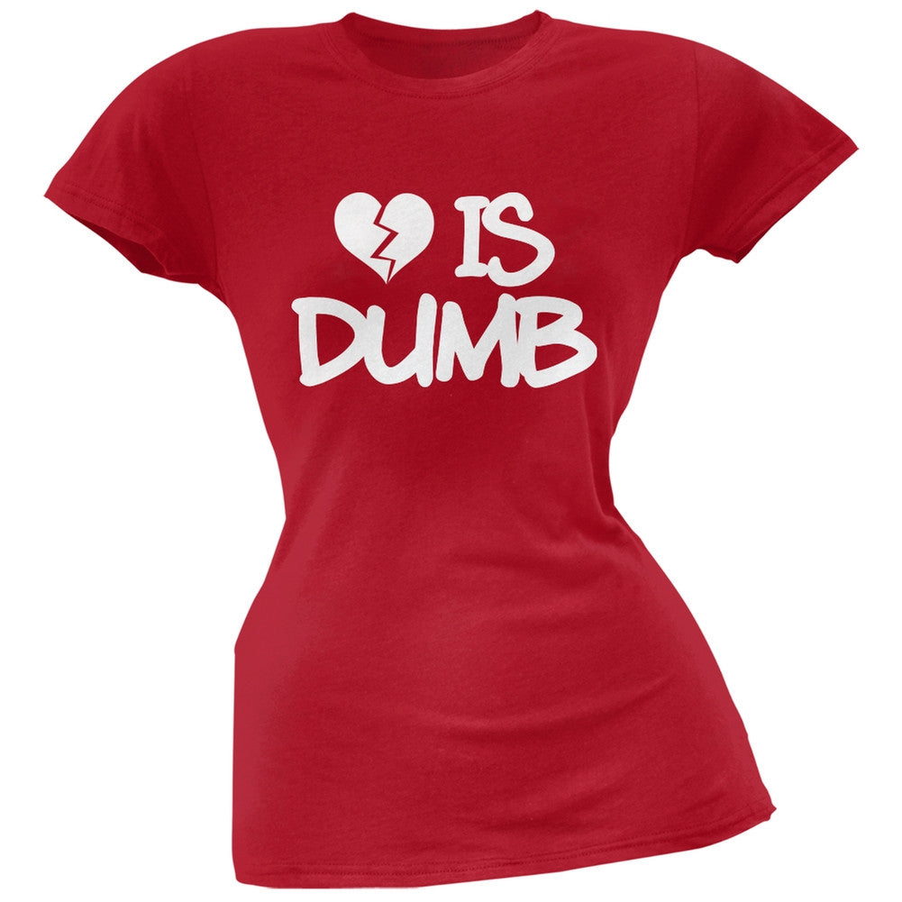 Love is Dumb Black Soft Juniors T-Shirt Juniors T-Shirts Old Glory