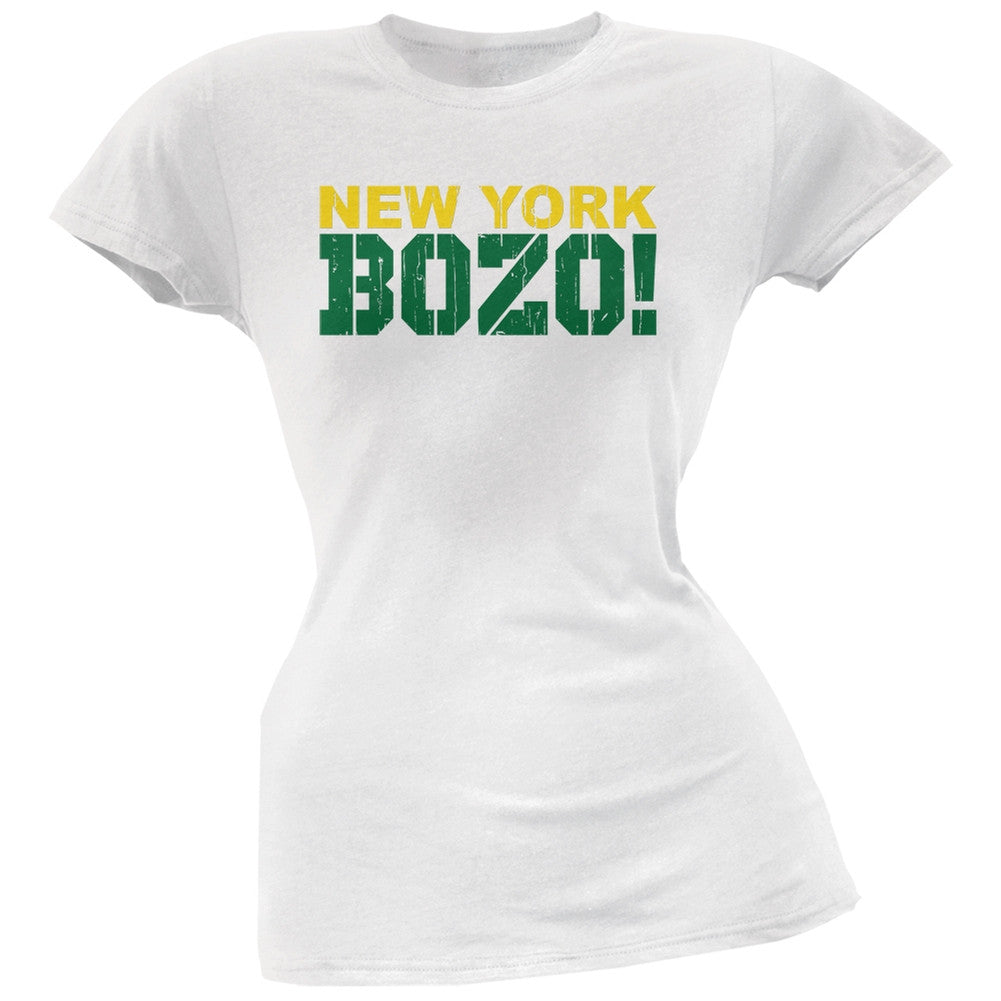 New York Bozo White Soft Juniors T-Shirt Juniors T-Shirts Old Glory 2XL White