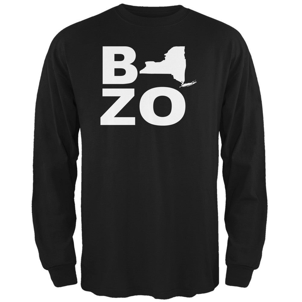 New York Bozo Stacked Black Adult Long Sleeve T-Shirt Men's Long Sleeves Old Glory 2XL Black