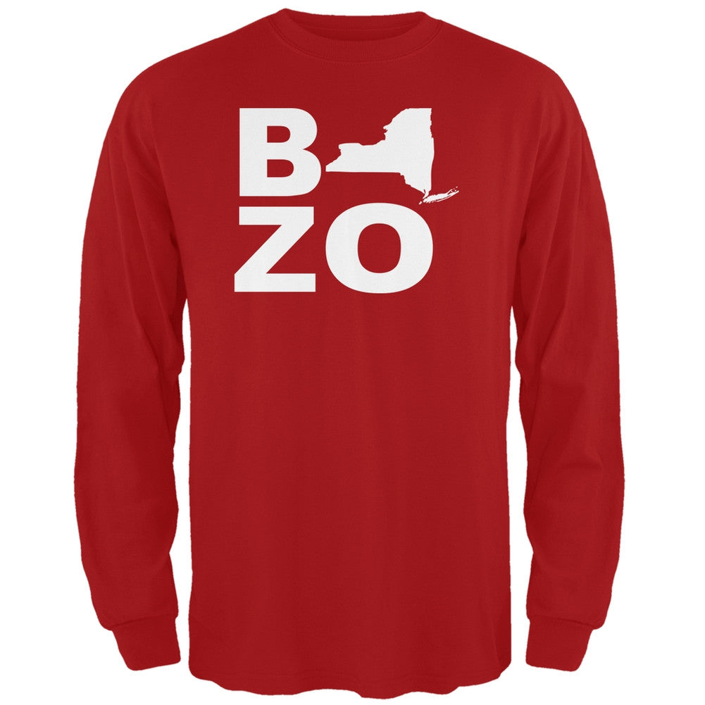 New York Bozo Stacked Red Adult Long Sleeve T-Shirt Men's Long Sleeves Old Glory 2XL Red